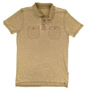 Lucky Brand Polo Shirt Small Men's Venice Burnout Green Poly Blend Short Sleeve